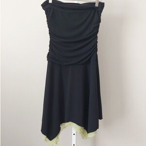 Ruby Rox Y2K Black Strapless Ruched Sharkbite Hem Dress Size M Fairy Whimsy